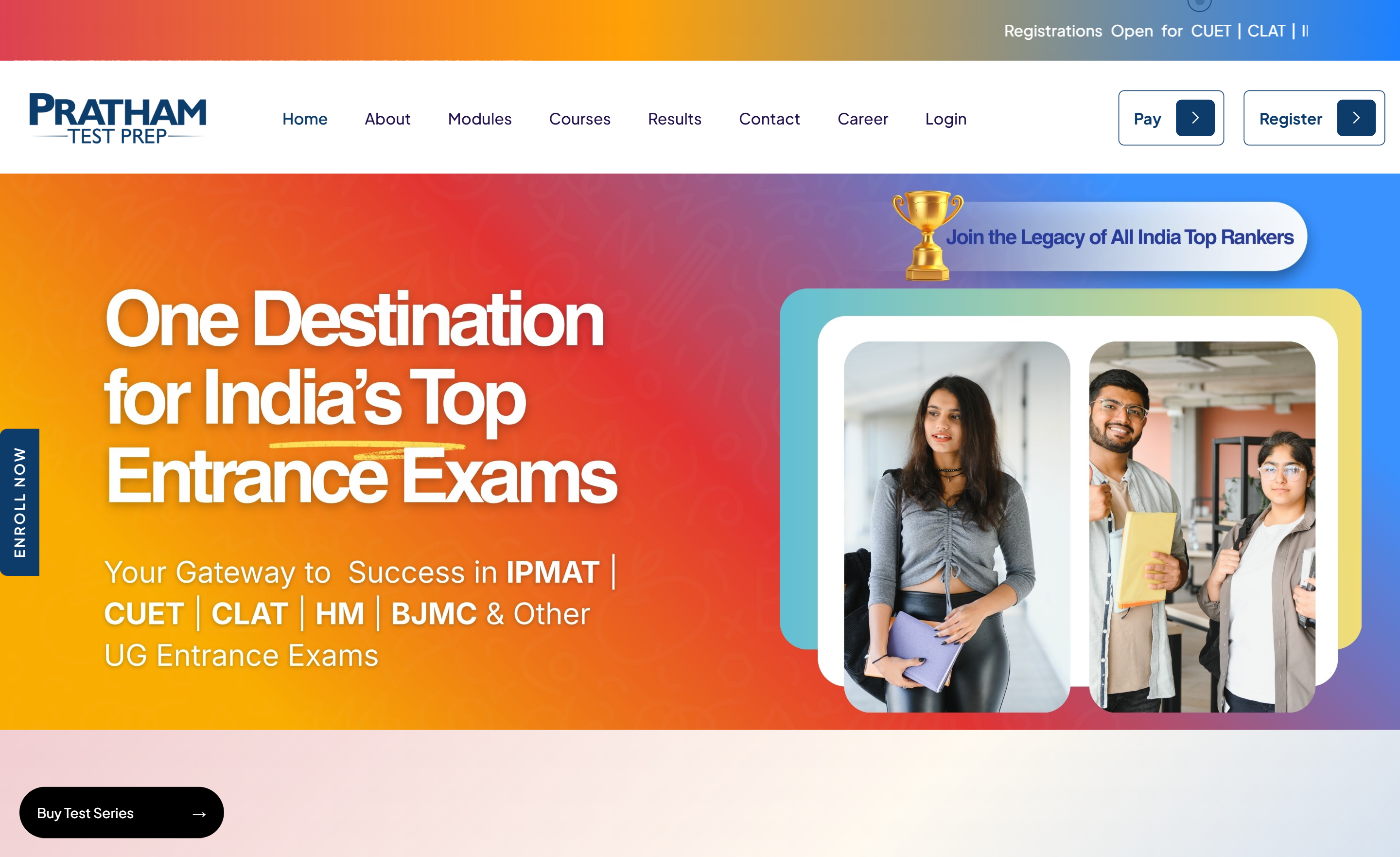 PRATHAM Test Prep — CUET, IPMAT & CLAT Coaching Platform